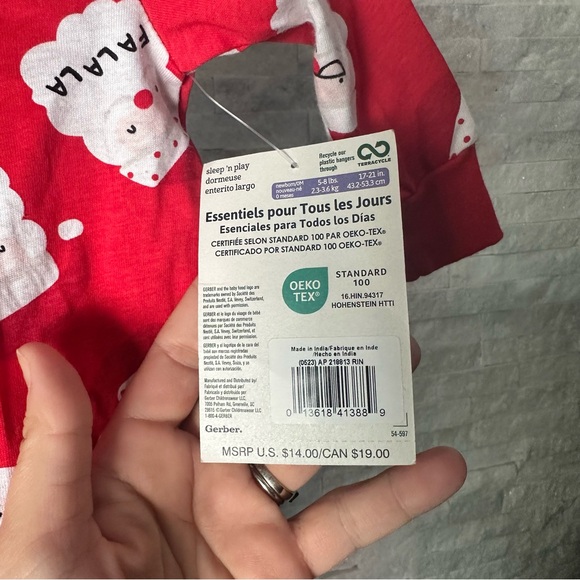 Gerber Sleep n Play Santa Clause Red Cotton New with Tags - Picture 2 of 9
